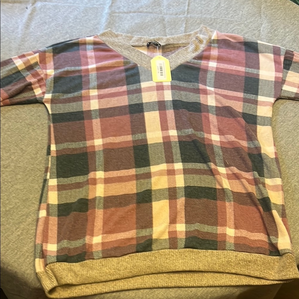 HEIMISH USA Plaid V-Neck Sweater